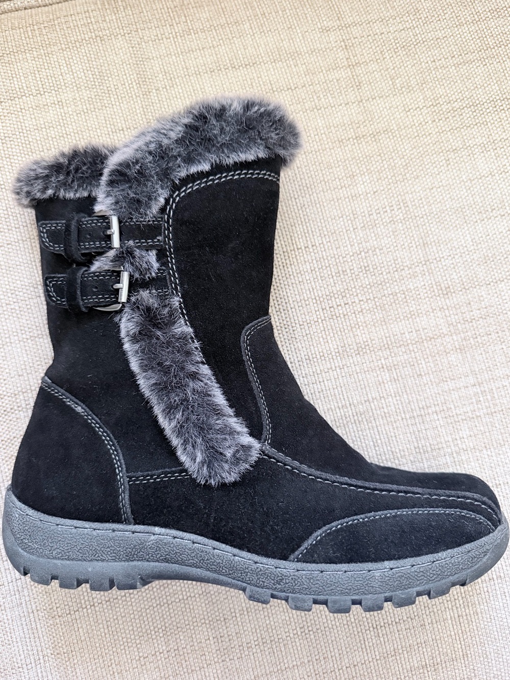 Spring Step Achieve Suede Faux Fur Mid-Calf Boots Water Resistant EU 38 US 7.5-8
